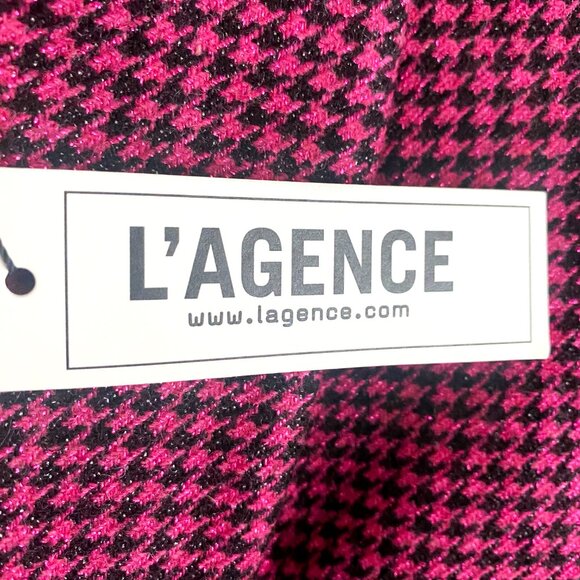 NWT Revolve L'AGENCE Chamberlain Black + Pink Houndstooth Blazer - Picture 10 of 10